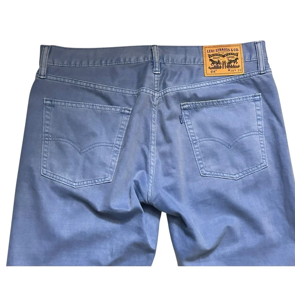 LEVI‎ 514 MEN JEANS W38 L31 CORNFLOWER BLUE BRUSHED COTTON